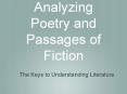 Close Reading: Analyzing Poetry and Passages of Fiction PowerPoint PPT Presentation