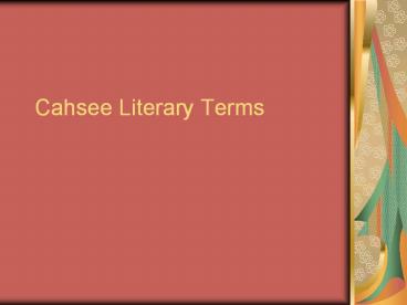 Cahsee Literary Terms