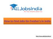 How To Find Jobs for Fresher's in India