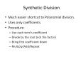 Synthetic Division PowerPoint PPT Presentation