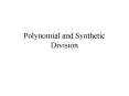 Polynomial and Synthetic Division PowerPoint PPT Presentation