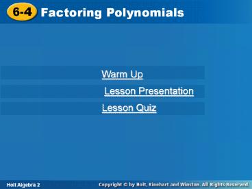 Factoring Polynomials