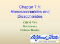 Chapter 7.1: Monosaccharides and Disaccharides PowerPoint PPT Presentation