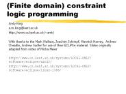(Finite domain) constraint logic programming