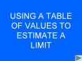 USING A TABLE OF VALUES TO ESTIMATE A LIMIT PowerPoint PPT Presentation