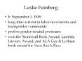 Leslie Feinberg PowerPoint PPT Presentation