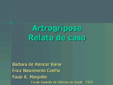 Artrogripose Relato de caso