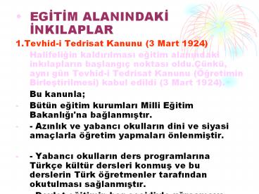 EGITIM ALANINDAKI INKILAPLAR