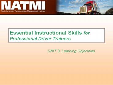 Essential Instructional Skills for Professional Driver Trainers