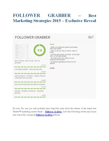 Follower Grabber  review and $26,900 bonus - AWESOME!