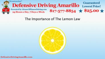 The Importance of The Lemon Law