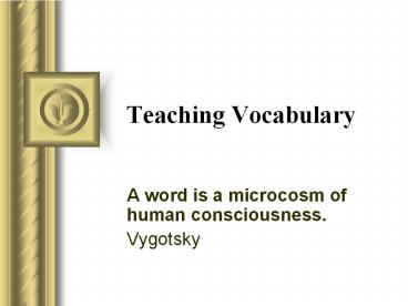 Teaching Vocabulary