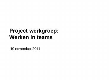 Project werkgroep: Werken in teams