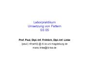 Laborpraktikum Umsetzung von Pattern SS 05