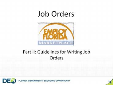 Job Orders