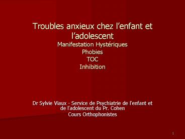 Troubles anxieux chez l