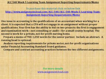 PPT – ACC 548 Week 5 Learning Team Assignment Reporting Requirements ...