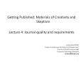 Getting Published: Materials of Creativity and Skeptism PowerPoint PPT Presentation