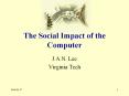 The Social Impact of the Computer PowerPoint PPT Presentation