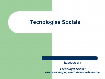 Tecnologias Sociais