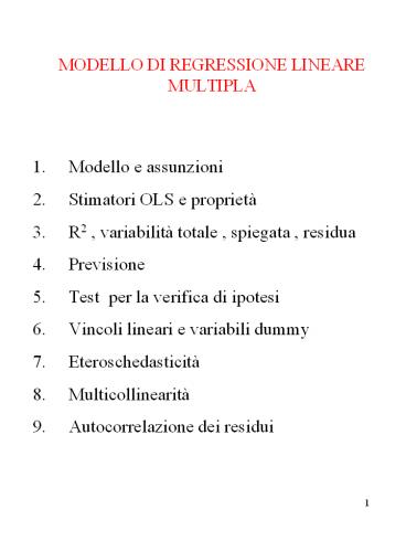 MODELLO DI REGRESSIONE LINEARE MULTIPLA