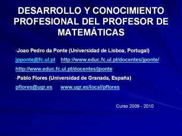 DESARROLLO Y CONOCIMIENTO PROFESIONAL DEL PROFESOR DE MATEM