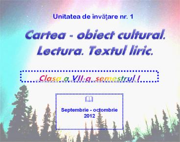 TEXTUL LIRIC - O ABORDARE