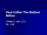 Paul Collier The Bottom Billion