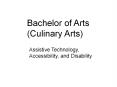 Bachelor of Arts  (Culinary Arts) PowerPoint PPT Presentation