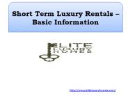 Short Term Luxury Rentals – Basic Information