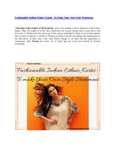 Indian Ethnic Kurtis To Make Your Own Style