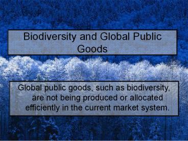Biodiversity and Global Public Goods