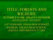 TITLE: FORESTS AND WILDLIFE AUTHOR