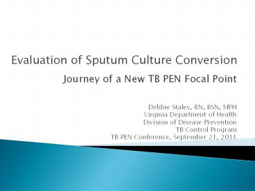 Journey of a New TB PEN Focal Point