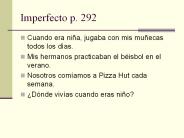 Imperfecto p. 292