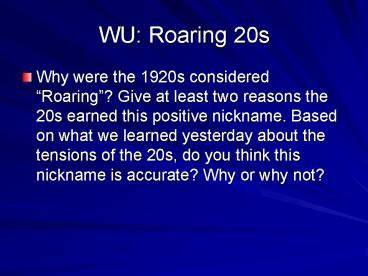 WU: Roaring 20s