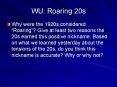 WU: Roaring 20s PowerPoint PPT Presentation