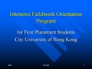 Intensive Fieldwork Orientation Program