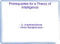 Prerequisites for a Theory of Intelligence PowerPoint PPT Presentation