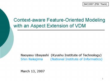Context-aware Feature-Oriented Modeling with an Aspect Extension of VDM