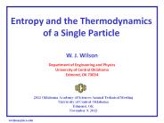 Entropy and the Thermodynamics of a Single Particle