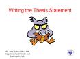 Writing the Thesis Statement PowerPoint PPT Presentation
