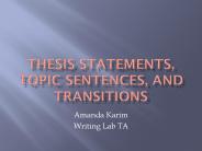 thesis statements, topic sentences, and transitions