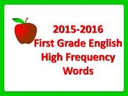 2015-2016 First Grade English High Frequency Words