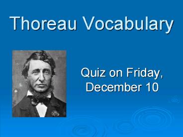 Thoreau Vocabulary