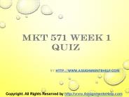 MKT 571 Week 1 Quiz Complete Assignment Help