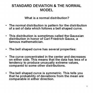 STANDARD DEVIATION