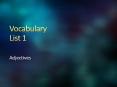 Vocabulary List 1 PowerPoint PPT Presentation