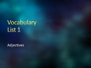 Vocabulary List 1