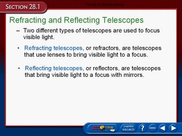 Refracting and Reflecting Telescopes
